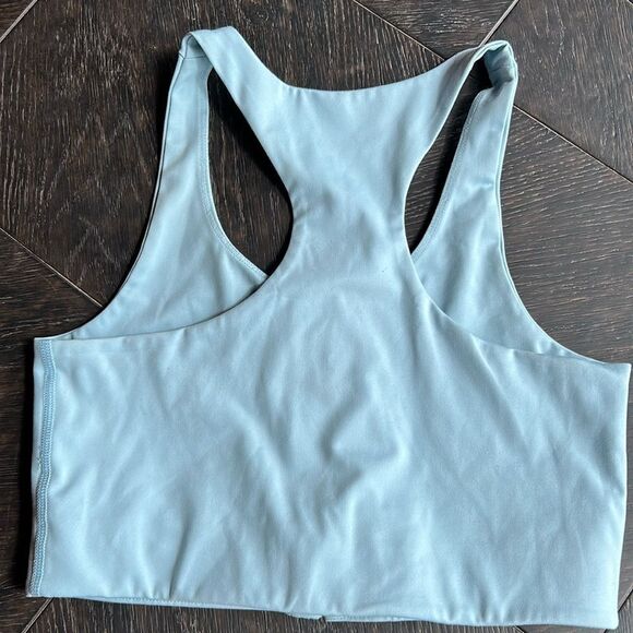 Girlfriend Collective Paloma Racer Back front zip hi impact Sports Bra Blue Var - Picture 10 of 16